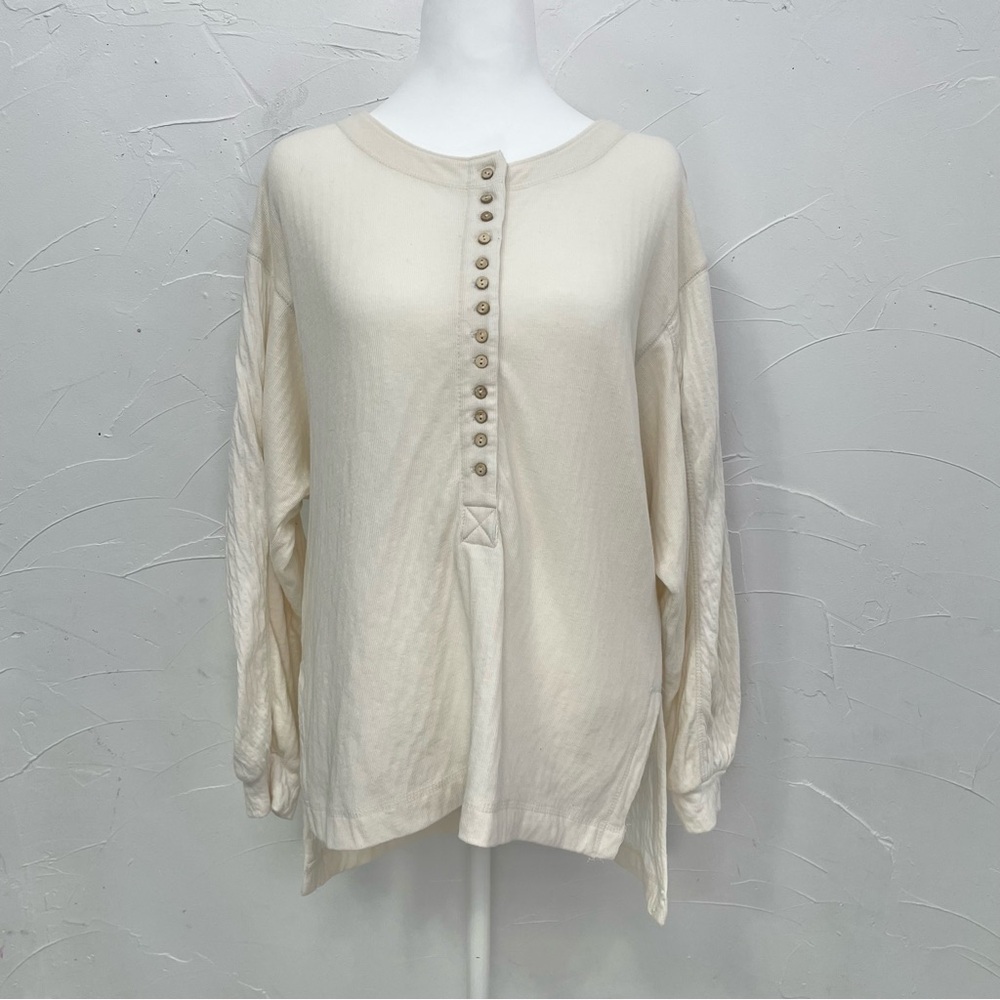 Free People We The Free Back At It Henley In Cream - Picture 3 of 13